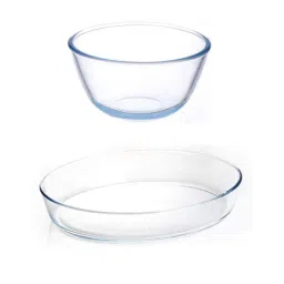 Femora Transparent Borosilicate Glass 2 Piece Mixing Bowl Set (1050 ml, 1600 ml) image 2