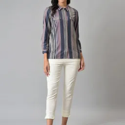 W Lilac Striped Shirt image 4