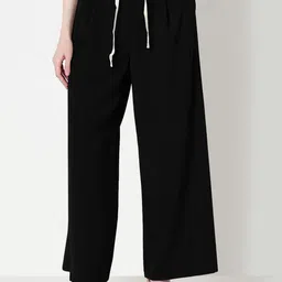 SHOWOFF Women Loose Fit High-Rise Easy Wash Pleated Wide Leg Trousers-image-92
