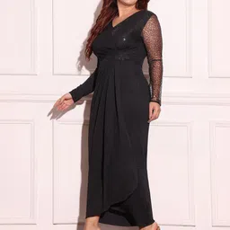 Miss Chase A+ Plus Size Embellished Sequined Pleated Georgette Sheath Maxi Dress-picture-18