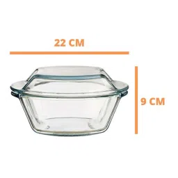 Femora Transparent Borosilicate Glass Microwave Safe Mixing Bowl (2.65 L) With Casserole Set(1.5 L) image 3