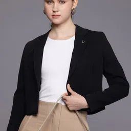 Allen Solly Woman Notched Lapel Collar Open Front Smart Casual Blazers-picture-11