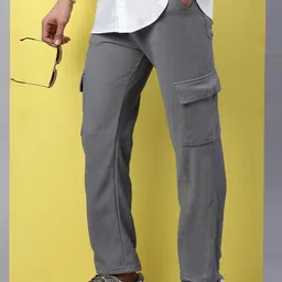 VOXATI Men Relaxed Fit Corduroy Cargos Trousers image 3