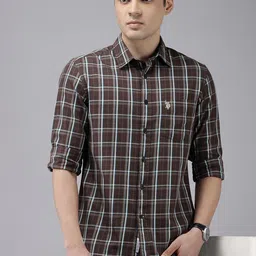 U.S. Polo Assn. Pure Cotton Tailored Fit Opaque Checked Casual Shirt-picture-43