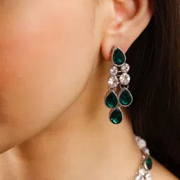 EIT Collection Silver Plated Cubic Zirconia Studded Two Layer Jewellery Set image 5