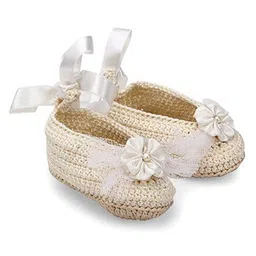 Funkrafts Crochet Designed & Flower Embellished  Booties - Off White-picture-28