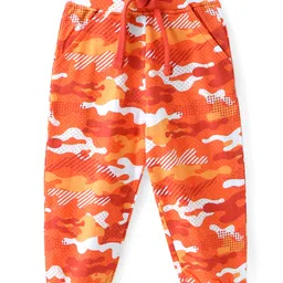 Babyhug Cotton Terry Knit Full Length Lounge Pant with Camouflage Print - Maroon-picture-34