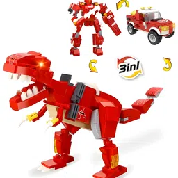 YAMAMA Building Blocks 3 In 1 Creator Realistic T-Rex Cyber Dinosaur Robot Off-Road Vehicle Bricks Block Set With Detailed Guidebook Learning And Educational Toy Play Fun And Educational Toys For Kids 262 Pcs  Multicolor-image-99