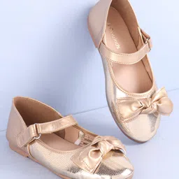 Pine Kids Velcro Closure Ballerina with Bow Applique - Rose Gold-picture-41