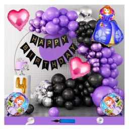 Bubble Trouble Sofia Theme Fourth 4th Birthday Decoration Items For Girls Party Decoration Kit Balloon Combo Pack Of 110 Pcs Purple-picture-7