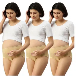 Morph Cotton Spandex Pack Of 3 Solid Maternity Hygiene Panties - Skin-picture-18