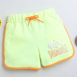 BUMZEE Cotton Woven Above Knee Length You Are My Paradise Text Embossed Shorts - Neon Green-picture-21