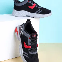 ABROS Play Big Text Designed Colour Blocked Lace Up Shoes - Black & Red-picture-26