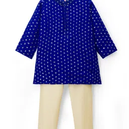 Babyhug Georgette Woven Full Sleeves Kurta Pajama Set With Sequin Detailing - Royal Blue-picture-27