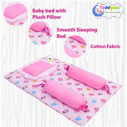 Babytoons New Born Baby Bedding Set Mosquito Net Bed Sleeping Bag & Gaddi Set (0-6 Months) Pink image 2
