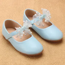 Babyoye Velcro Closure Ballerina With Bow Applique - Blue image 2