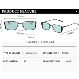 AUGEN Unisex Full Rim Rectangle Sunglasses with UV Protected Lens VI-SG-221-C2 image 4