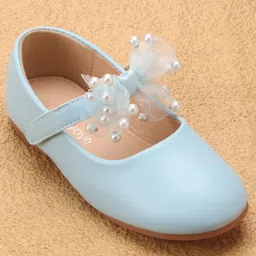 Babyoye Velcro Closure Ballerina With Bow Applique - Blue image 3