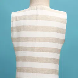 Radutu Full Sleeves Striped 3 Piece Party Suit Set With Bow - Beige & White image 5