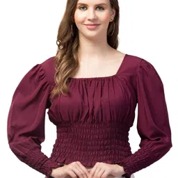 MON FASHION COLLECTION Women Square Neck Cinched Waist Top-picture-17
