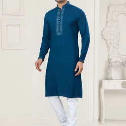 House of Pataudi Embroidered Cotton Straight Kurtas image 3