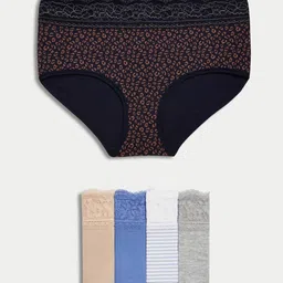 Marks & Spencer Women Pack Of 5 High Rise Boy Short Briefs image 5