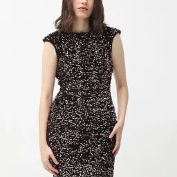 RAREISM Pink Polyester Embellished Short Sleeves Dress-image-28