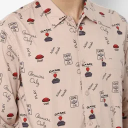 Forever 21 Brown Cotton Regular Fit Printed Shirts image 4