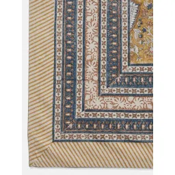 Fabindia Yellow Cotton Hand Block Printed Single Bed Cover image 5