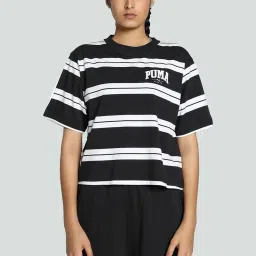 Puma Black Cotton Striped Sports T-Shirt image 1