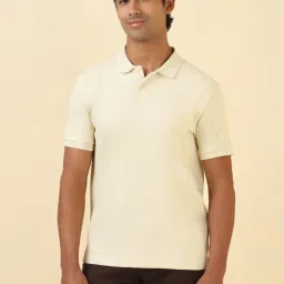 Allen Solly Beige Cotton Regular Fit Texture Polo T-Shirt image 1