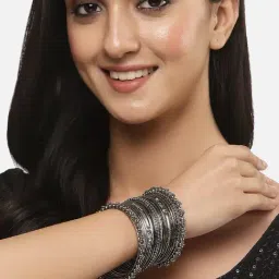 Zeneme Gold Plated White AD Studded Beaded Oval Shaped Mangalsutra Set image 4