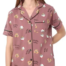 Smarty Pants Rose Gold Cotton Regular Fit Printed Pyjama Set image 5