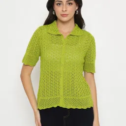 Madame Mehndi Cotton Regular Fit Self Pattern Top image 1