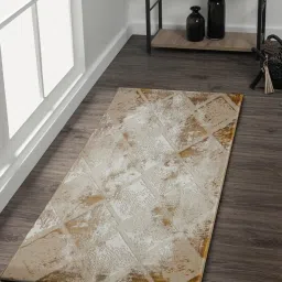 OBSESSIONS Beige Gold Abstract Machine Made Carpet - Large (290 cm x 200 cm) image 1