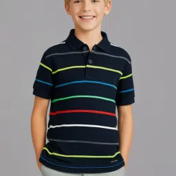 Cherry Crumble By Nitt Hyman Kids Black Striped Polo T-Shirt image 1