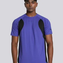 Puma FIT Blue Regular Fit Colour Block Sports T-Shirt image 1