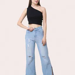 Sizi One Shoulder Fitted Sleeveless Crop Top image 2