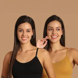 Friskers Black & Mustard Non-Wired Full Coverage Everyday Bra - Pack of 2 image 1
