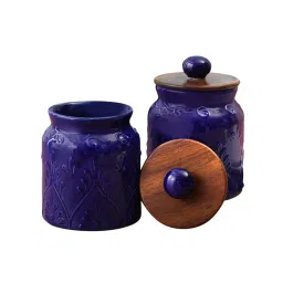VarEesha Blue Ceramic Air Tight Jars - Set of 2 image 3