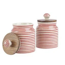 VarEesha Red Small Ceramic Jars - Set of 2 image 3