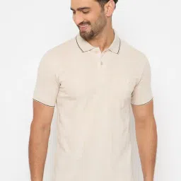Duke Beige Blended Regular Fit Striped Polo T-Shirt-picture-31
