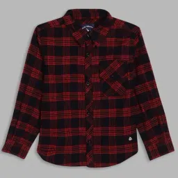 Blue Giraffe Kids Red & Blue Chequered Full Sleeves Shirt-picture-15