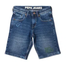 Pepe Jeans Kids Blue Cotton Slim Fit Shorts-image-65