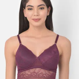 Clovia Purple Lace Work Bralette Bra image 1