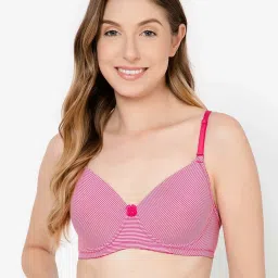 Clovia Pink Striped T-Shirt Bra image 1