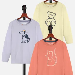 HELLCAT Girls Multicolor Printed Full Sleeves T-Shirt (Pack Of 3) image 1