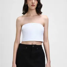 Forever 21 White Cotton Slim Fit Tube Top image 1