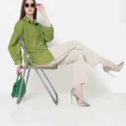 SHOWOFFFF Green Solid Shirt image 5