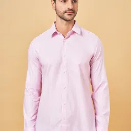 Byford by Pantaloons Dusty Pink Cotton Slim Fit Texture Shirt-image-10